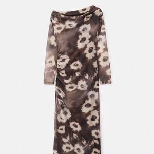 MANGO - Asymmetrical floral-print dress brown - 2 - Woman